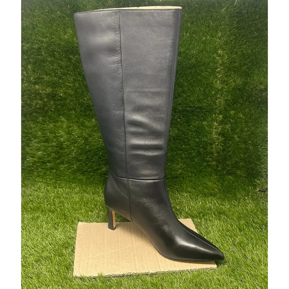 Nine West Women's 10M Wide Calf Lorthey Black Tall Boots